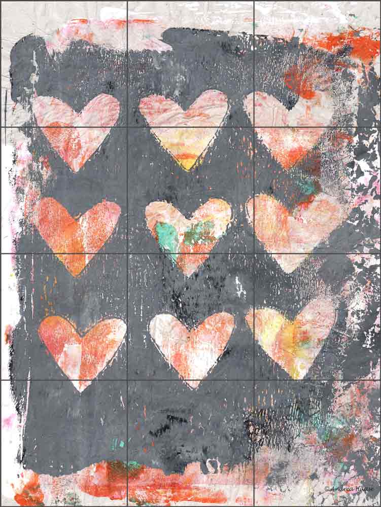 Heart Print Pink by Andrea Haase Ceramic Tile Mural - POV-AH013