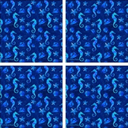 Underwater Blue Small by Andrea Haase Ceramic Accent & Decor Tile Set - POV-AH014AT