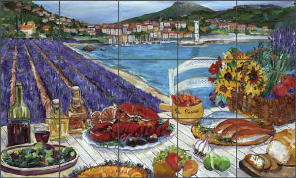 Provence Picnic by Carol Walker Ceramic Tile Mural - POV-CWA003