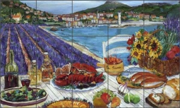 Provence Picnic by Carol Walker Ceramic Tile Mural - POV-CWA003