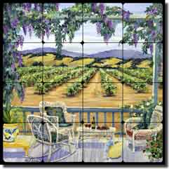 Walker Vineyard Landscape Tumbled Marble Tile Mural 16" x 16" - POV-CWA006