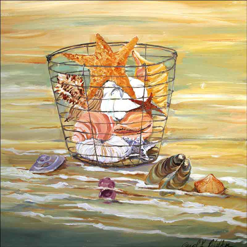 Shell Basket by Carol Walker Ceramic Accent & Decor Tile POV-CWA008AT