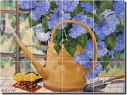 Walker Hydrangea Floral Ceramic Tile Mural 24" x 18" - POV-CWA012