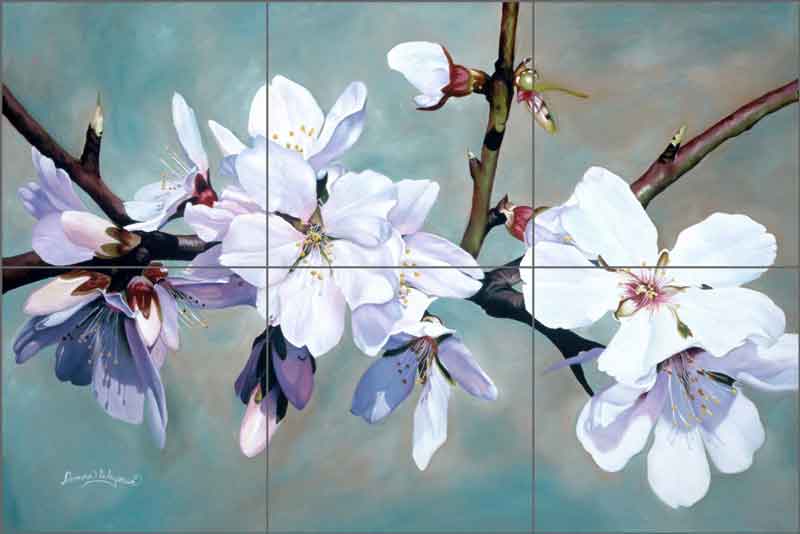 Almond Blossoms 1 by Donna Wayman Ceramic Tile Mural - POV-DW001