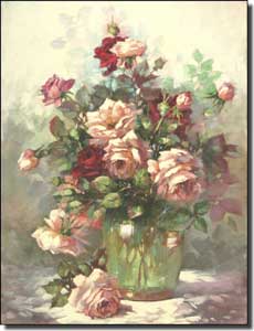 Taite Floral Roses Ceramic Accent Tile 6" x 8" - POV-FPT005AT