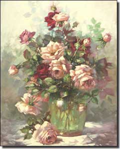 Taite Floral Roses Ceramic Accent Tile 8" x 10" - POV-FPT005AT
