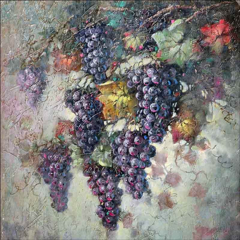 Grape Vine by Fernie Parker Taite Ceramic Accent & Decor Tile - POV-FPT007AT