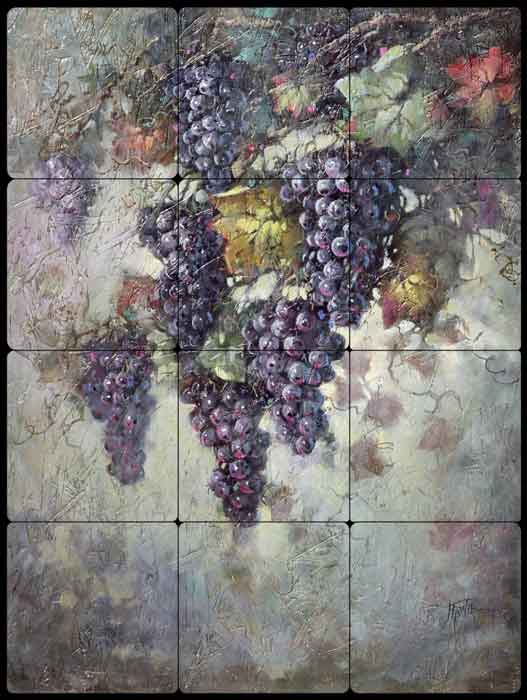 Taite Grape Vine Tumbled Marble Tile Mural POV-FPT007
