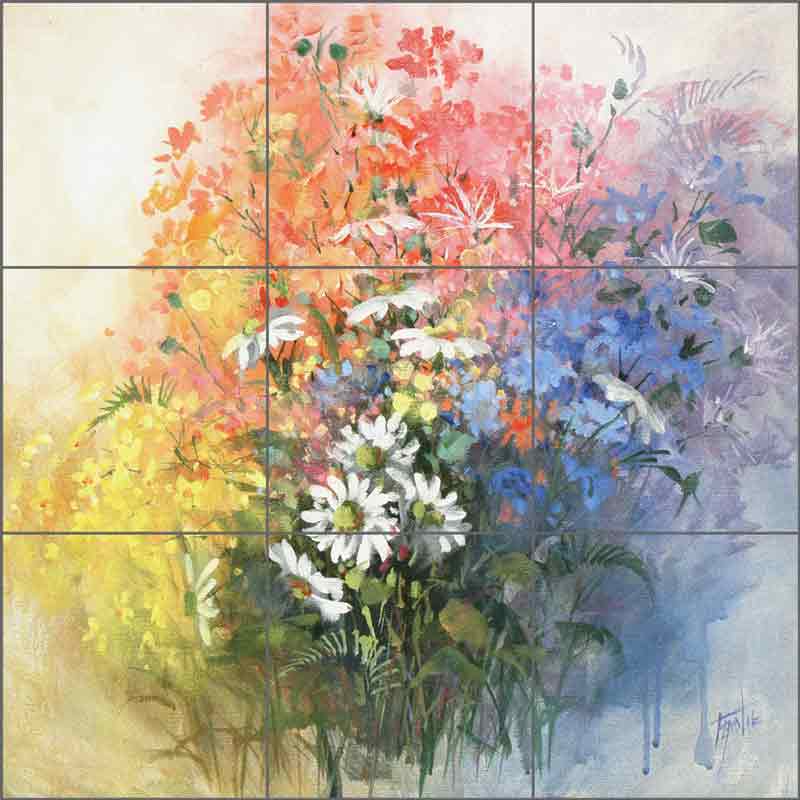 Daisies by Fernie Parker Taite Ceramic Tile Mural - POV-FPT008