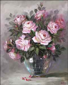 Taite Roses Flowers Ceramic Accent Tile 8" x 10" - POV-FPT010AT
