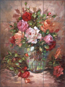 Roses I by Fernie Parker Taite Ceramic Tile Mural POV-FPT012