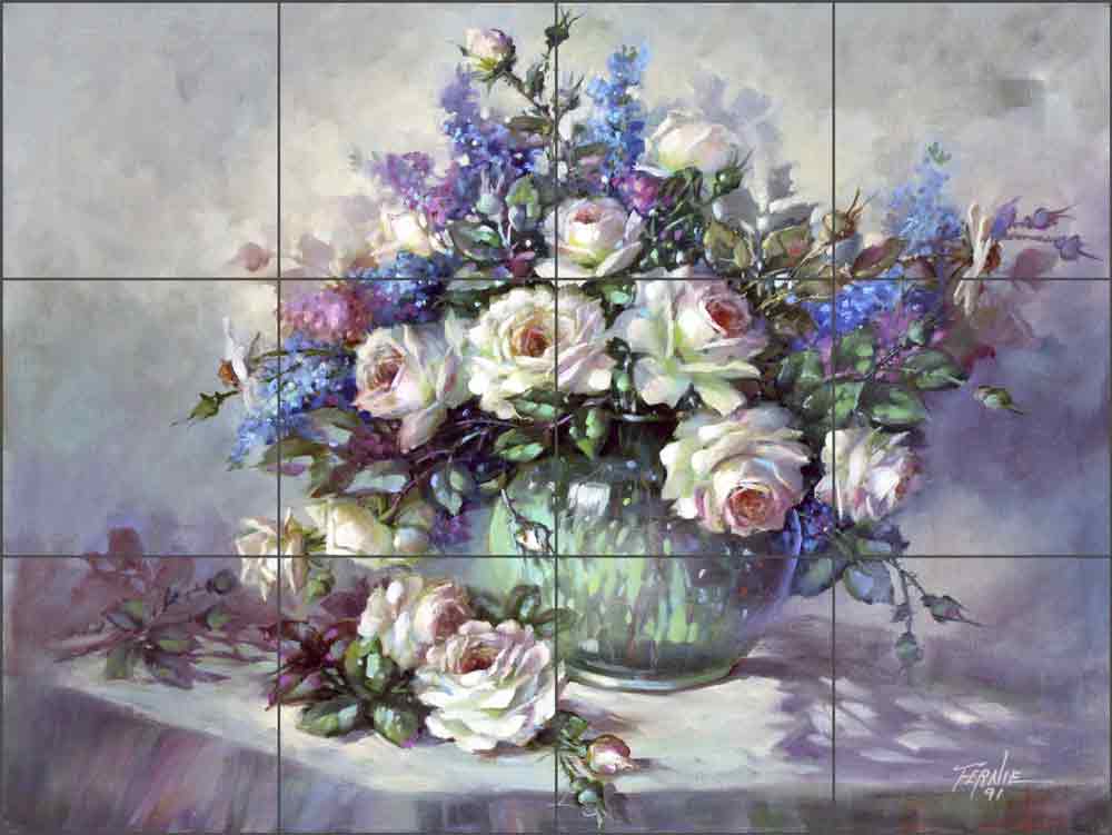 Roses II by Fernie Parker Taite Ceramic Tile Mural - POV-FPT013