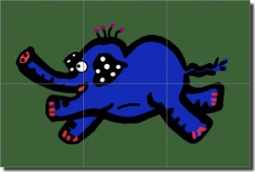 Nebron Animals Elephant Ceramic Tile Mural 18" x 12" - POV-GNA004
