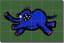 Nebron Animals Elephant Ceramic Tile Mural 25.5" x 17" - POV-GNA004