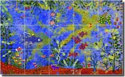 Nebron Fish Undersea Ceramic Tile Mural 30" x 18" - POV-GNA010