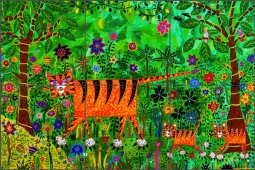 Tigers on Patrol by George Nebron Ceramic Tile Mural