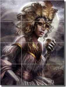 Zielinska Fantasy Figurative Glass Tile Mural 18" x 24" - POV-GZA003