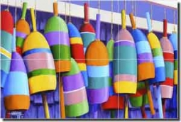 Harris Nautical Fishing Floats Glass Tile Mural 18" x 12" - POV-HHA001