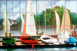 Colorful Fleet by Hugh Harris Ceramic Tile Mural - POV-HHA014