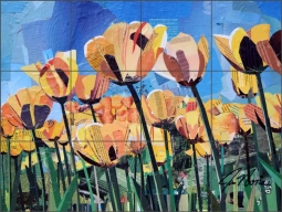 Yellow Tulips by Jim Nonas Ceramic Tile Mural POV-JN001