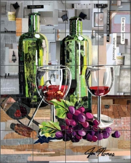 Wine Obsessed by Jim Nonas Ceramic Tile Mural POV-JN002