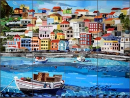Greek Vacation by Jim Nonas Ceramic Tile Mural POV-JN010
