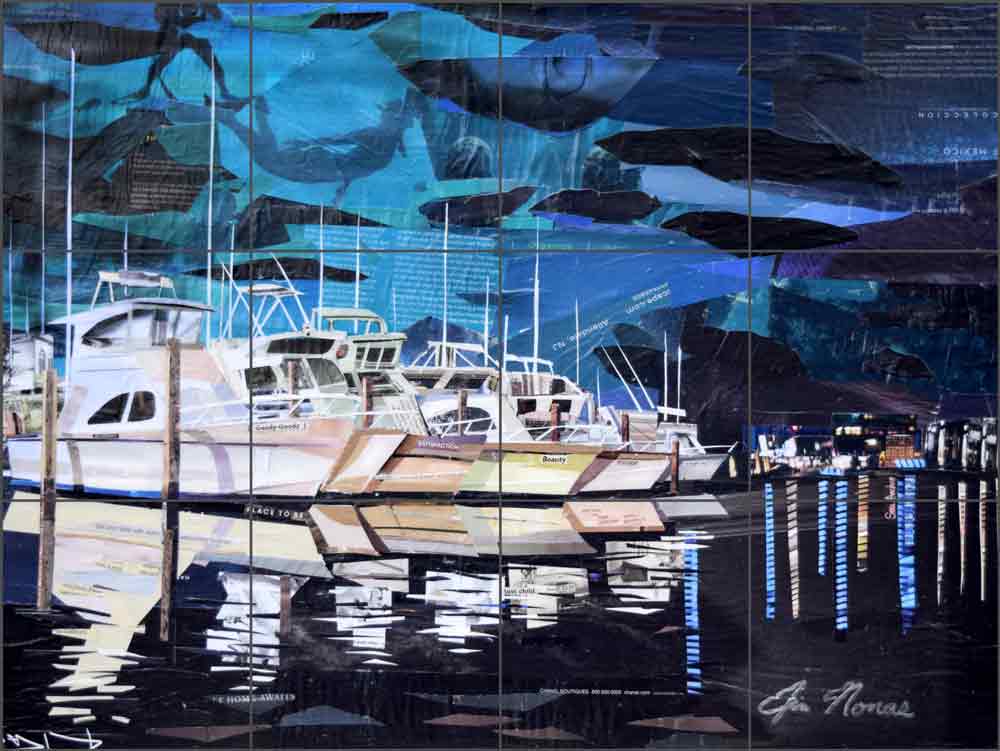 Docked by Jim Nonas Ceramic Tile Mural POV-JN012