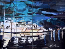 Docked by Jim Nonas Ceramic Tile Mural POV-JN012