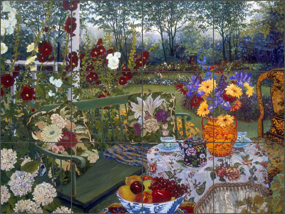 Afternoon Tea for Two by John Powell Ceramic Tile Mural - POV-JP007