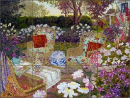Garden Tea by John Powell Ceramic Tile Mural POV-JP008