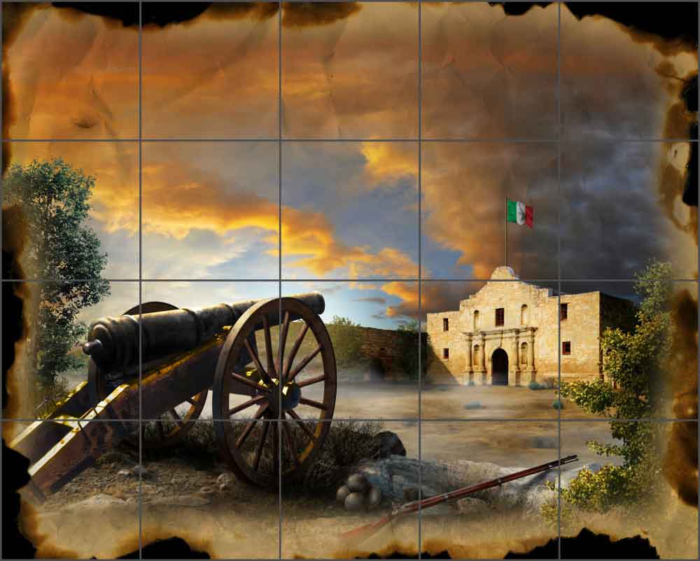 Remember the Alamo by Jim Todd Ceramic Tile Mural POV-JTA001