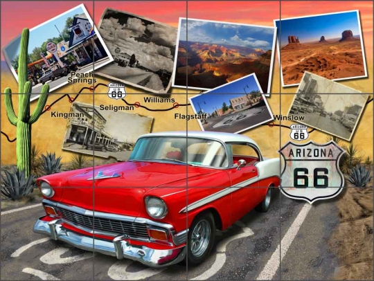 Arizona Route 66 by Jim Todd Ceramic Tile Mural - POV-JTA002
