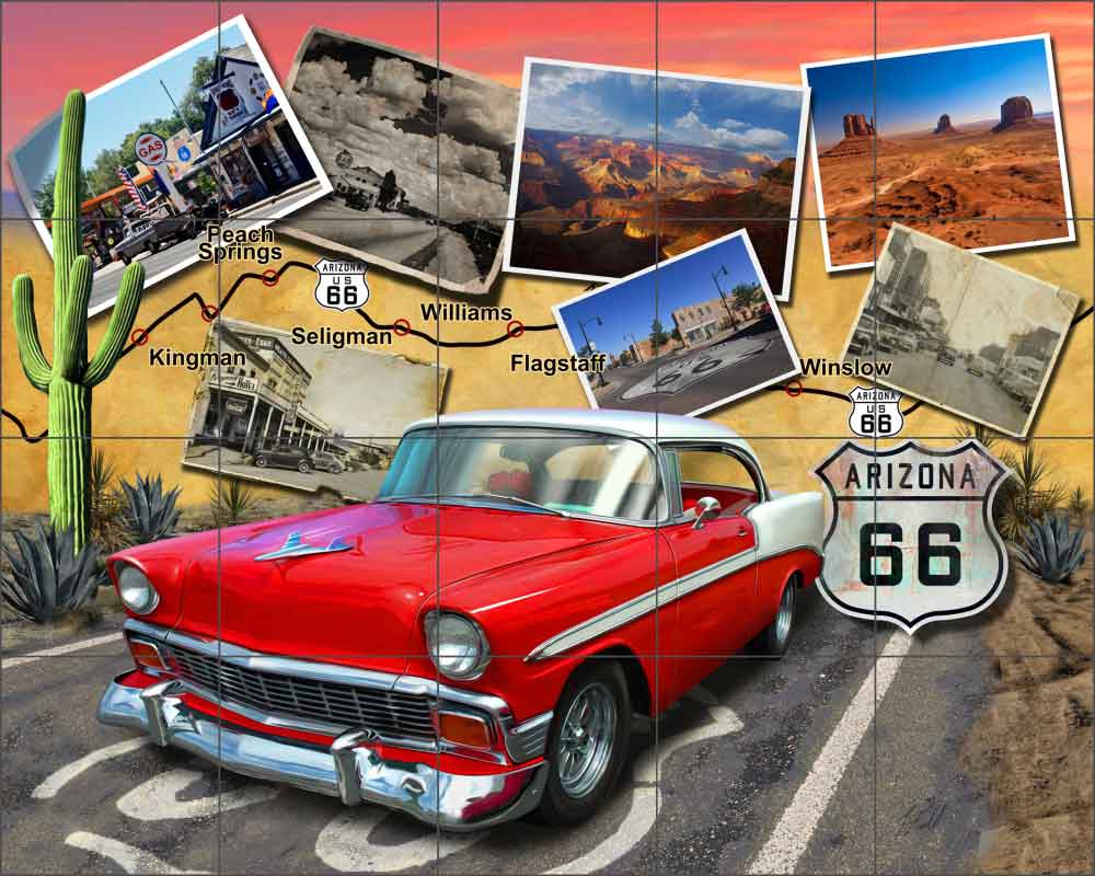 Arizona Route 66 by Jim Todd Ceramic Tile Mural - POV-JTA002
