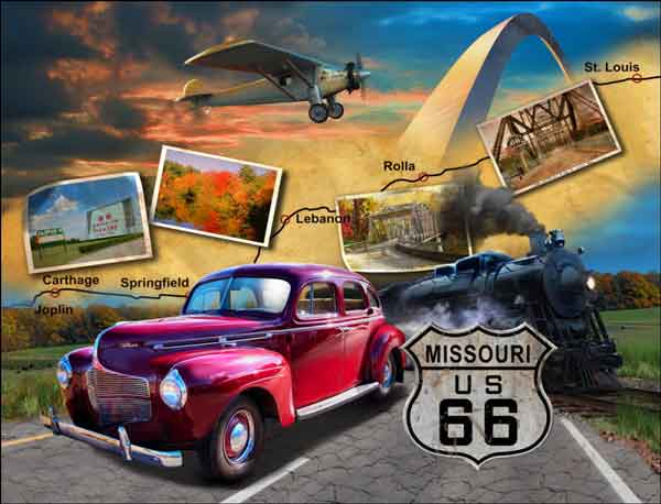 Missouri Route 66 by Jim Todd Ceramic Accent & Decor Tile - POV-JTA003AT