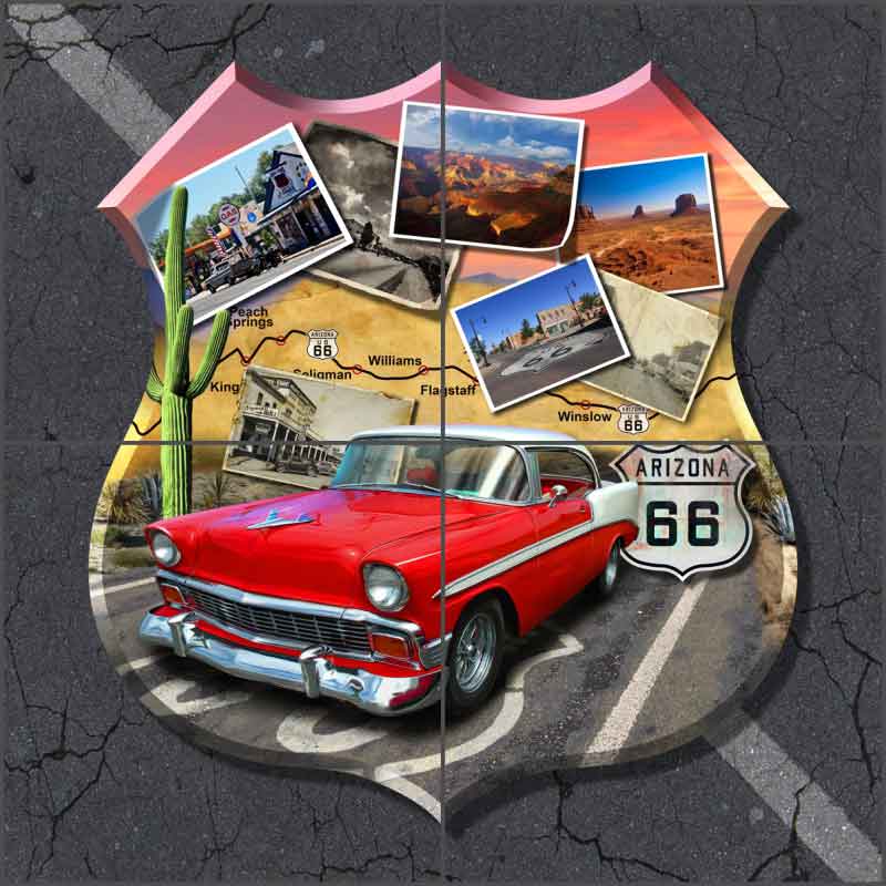 Arizona Route 66 Shield by Jim Todd Ceramic Tile Mural - POV-JTA005