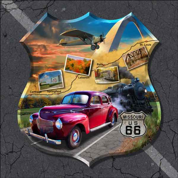 Missouri Route 66 - Shield by Jim Todd Ceramic Accent & Decor Tile - POV-JTA006AT