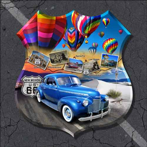 New Mexico Route 66 - Shield by Jim Todd Ceramic Accent & Decor Tile - POV-JTA009AT