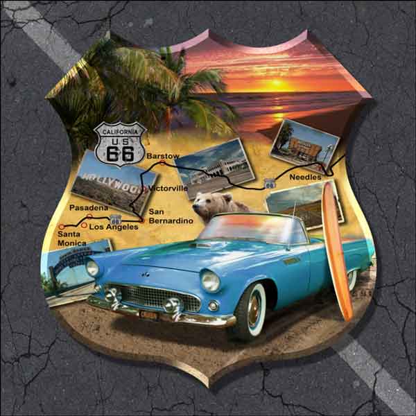 California Route 66 - Shield by Jim Todd Ceramic Accent & Decor Tile - POV-JTA011AT