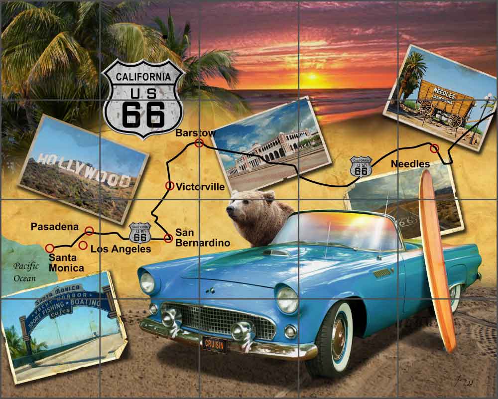 California Route 66 - Landscape by Jim Todd Ceramic Tile Mural - POV-JTA014