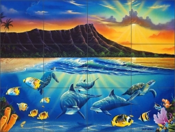 Diamond Head Sanctuary by Jeff Wilkie Ceramic Tile Mural - POV-JWA009