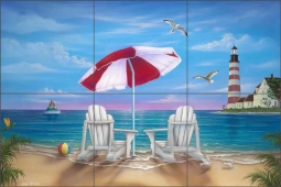 Exotic Lighthouse by Jeff Wilkie Ceramic Tile Mural POV-JWA013