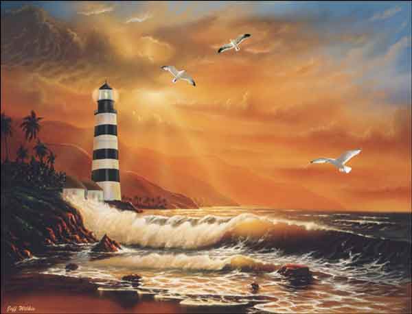 Majestic Lighthouse by Jeff Wilkie Ceramic Accent & Decor Tile - POV-JWA019