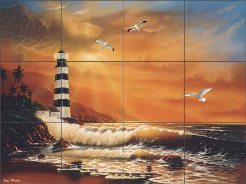 Majestic Lighthouse by Jeff Wilkie Ceramic Tile Mural - POV-JWA019