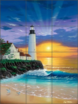 The Lighthouse by Jeff Wilkie Ceramic Tile Mural POV-JWA025