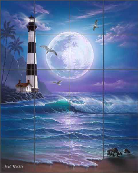 Island Dreams Lighthouse by Jeff Wilkie Ceramic Tile Mural - POV-JWA032