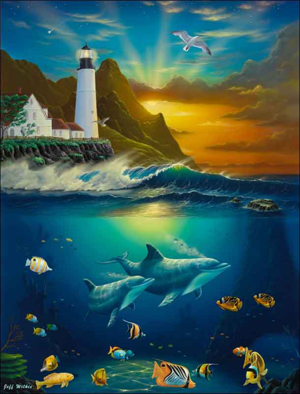 Heavenly Passage Lighthouse by Jeff Wilkie Ceramic Accent & Decor Tile - POV-JWA034AT