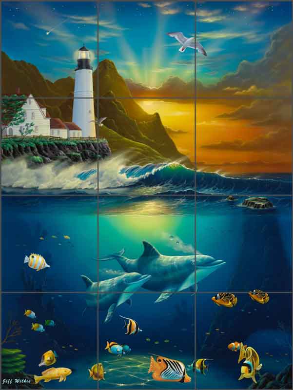 Heavenly Passage Lighthouse by Jeff Wilkie Ceramic Tile Mural POV-JWA034