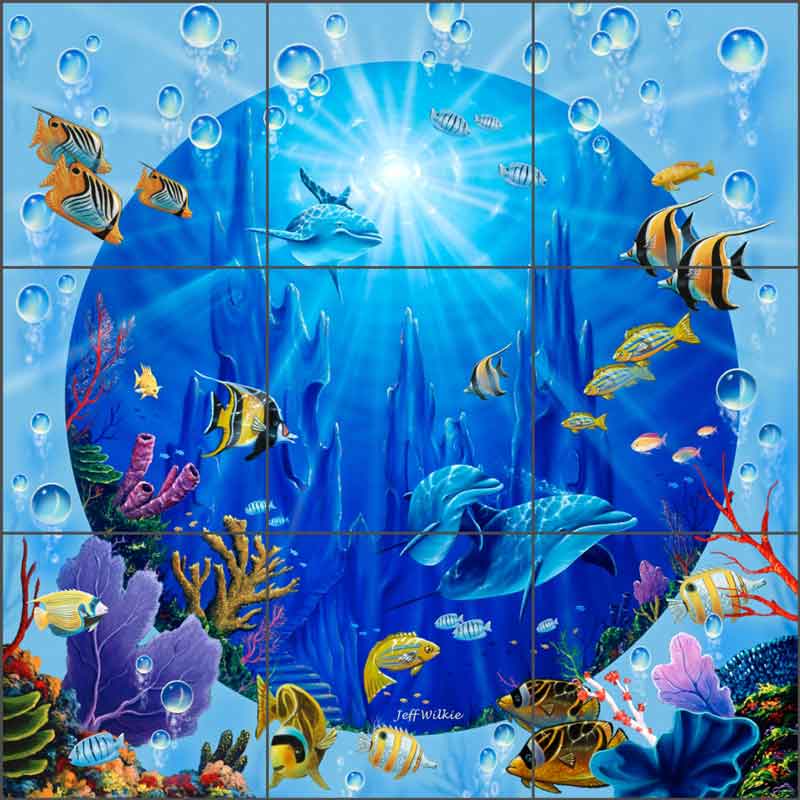 Dolphin Castle II by Jeff Wilkie Ceramic Tile Mural - POV-JWA036