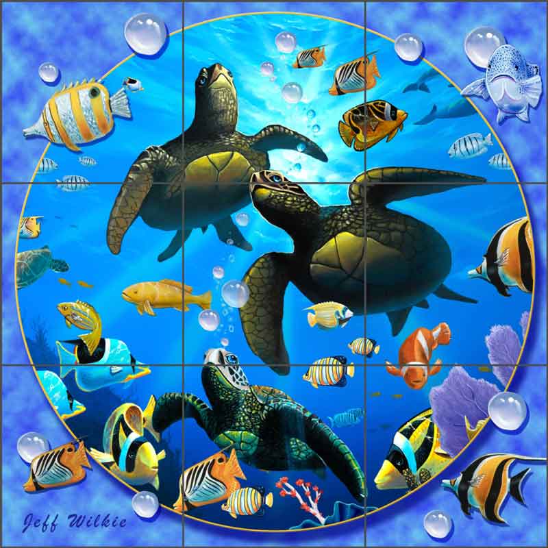 Hono Paradise Circle by Jeff Wilkie Ceramic Tile Mural - POV-JWA039