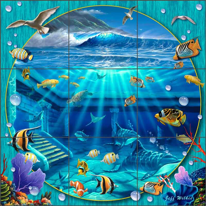 Atlantis Circle by Jeff Wilkie Ceramic Tile Mural - POV-JWA043